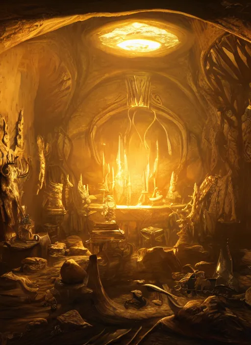 Prompt: room full of treasure, loot, gold, ultra detailed fantasy, elden ring, realistic, dnd, rpg, lotr game design fanart by concept art, behance hd, artstation, deviantart, global illumination radiating a glowing aura global illumination ray tracing hdr render in unreal engine 5