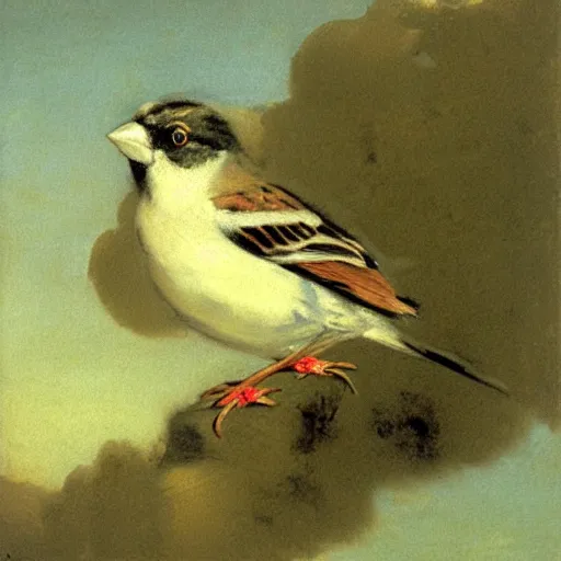 Prompt: a sparrow, by Francisco Goya, oil on canvas