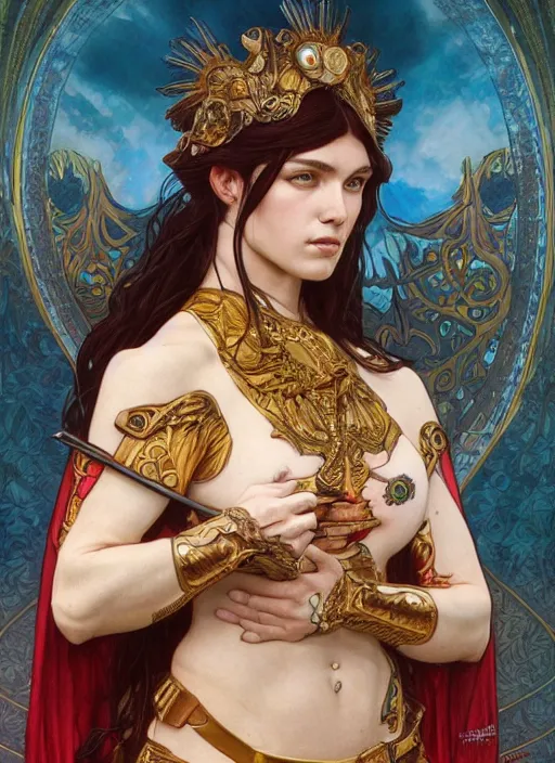 Prompt: Sanna Marin as a beautiful warrior woman, fantasy, intricate, elegant, highly detailed, centered, digital painting, artstation, concept art, smooth, sharp focus, illustration, art by artgerm and donato giancola and alphonse mucha