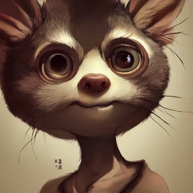 Image similar to a beautiful portrait of a cute anthropomorphic humanoid fursona. big eyes. character design by cory loftis fenghua zhong ryohei hase isma