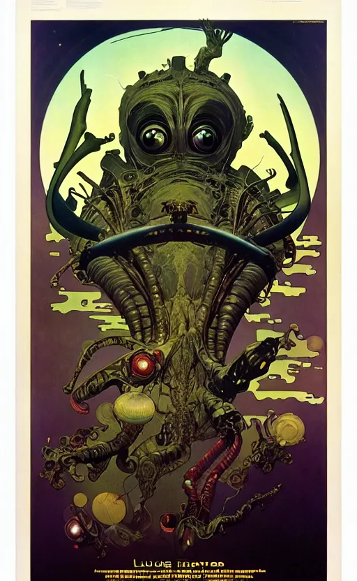 Image similar to exquisite imaginative alien creature poster art, movie art, looming, by lucusfilm, weta studio, alphonso mucha, james jean, frank frazetta, 8 k, denoised, sharp, crisp, high quality