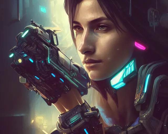 Image similar to messi with cyberpunk implants, deep focus, d & d, fantasy, intricate, elegant, highly detailed, digital painting, artstation, concept art, matte, sharp focus, illustration, hearthstone, art by artgerm and greg rutkowski and alphonse mucha