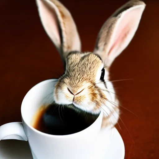 Young rabbit sitting in a coffee cup Stock Photo - Alamy