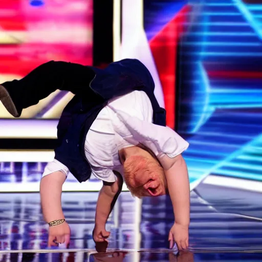 Prompt: boris johnson break dancing on americas got talent, 4 k photograph