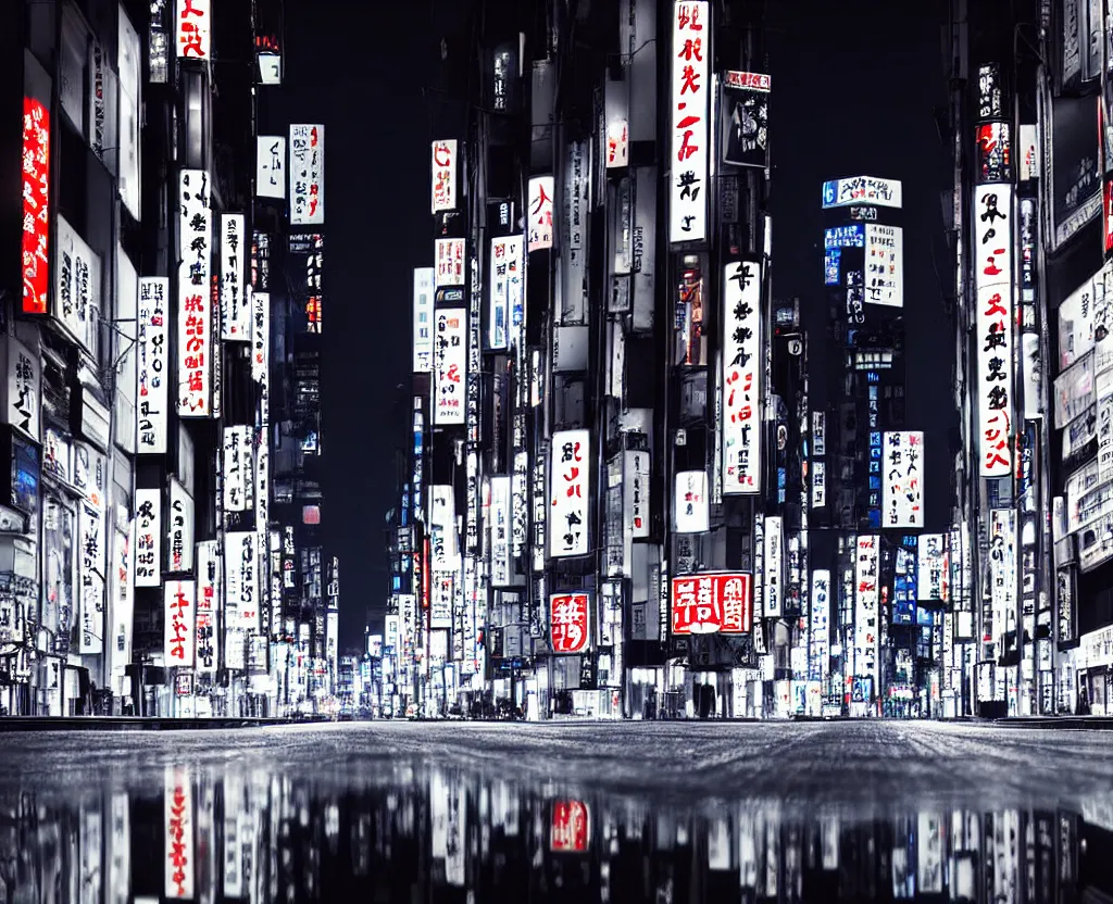 Image similar to beautiful!!! overwhelming!!!!! studio photograph of japan at night, reflective intricate puddles, beautiful tall luxurious neon buildings with advertisements, cars and crowd, traffic lights, dense atmosphere, stunning composition, moon rays, beautiful calming atmosphere, studio level quality, photography, hyperdetailed