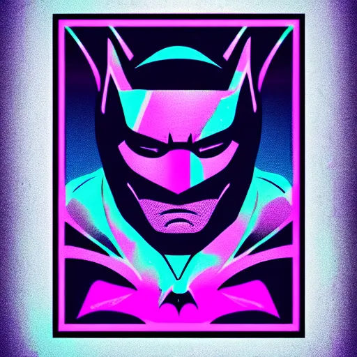 Image similar to batman portrait, vaporwave, synthwave, neon, vector graphics, cinematic, volumetric lighting, f 8 aperture, cinematic eastman 5 3 8 4 film