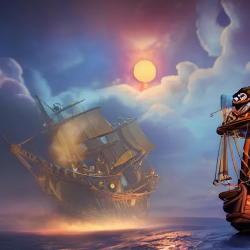 Image similar to stunning awe inspiring the ghost pirate lechuck from the secret of monkey island, movie still 8 k hdr atmospheric lighting