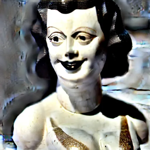 Image similar to antique sculpture of hedy lamarr, she is smiling