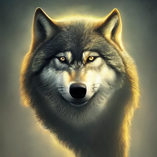 Image similar to wolf by anna podedworna, trending on artstation