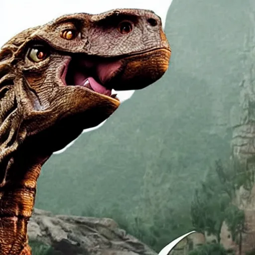 Image similar to dwayne johnson as a velociraptor dinosaur