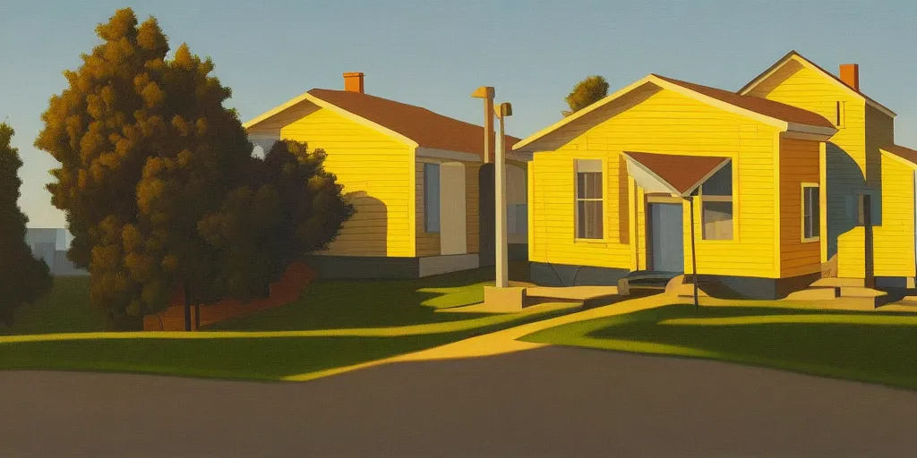 Image similar to great yellow house, summer evening, kenton nelson