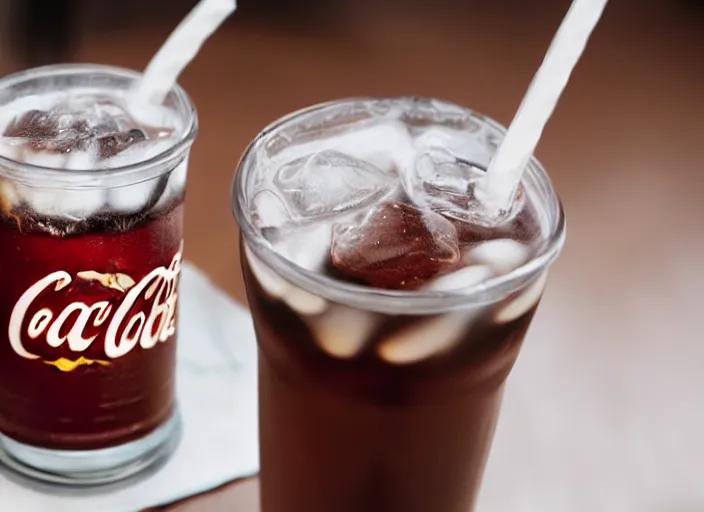 Image similar to dslr food photograph of iced coke 8 5 mm f 1. 8