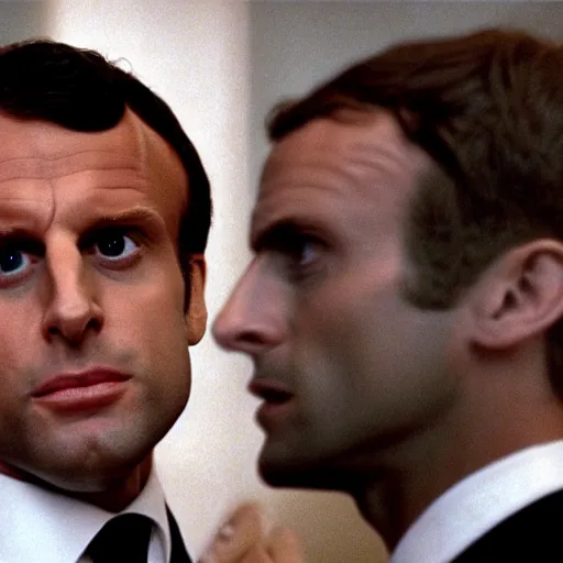 Image similar to extremely detailed face of Emmanuel Macron in American Psycho (1999)