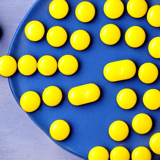 Image similar to yellow pills on a small plate