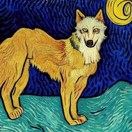 Image similar to retarded wolf, van gogh