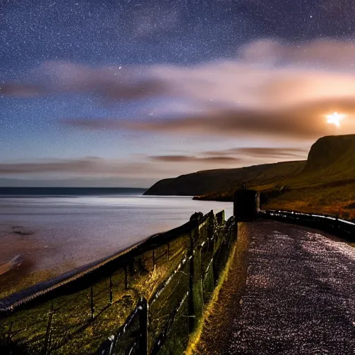 Prompt: crisp autumn night in coastal wales