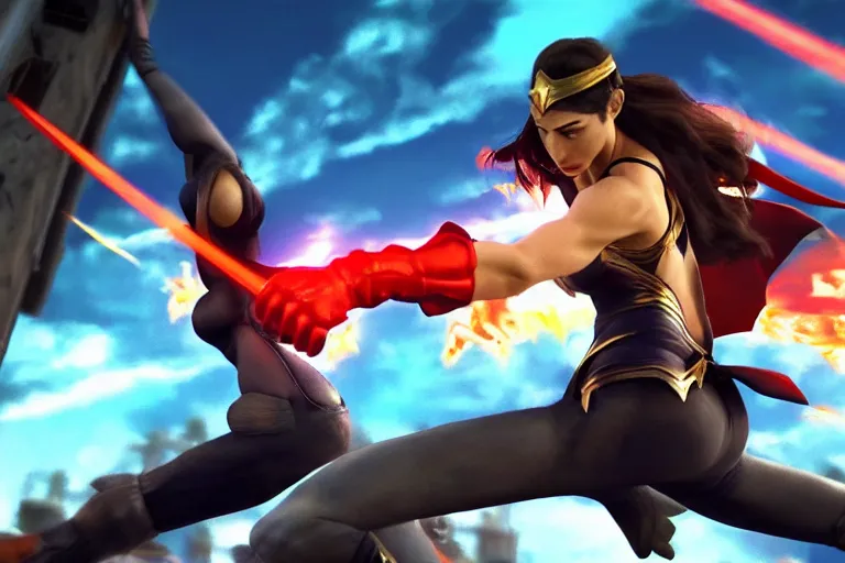 Prompt: !dream screenshot of gal gadot in street fighter 4, high resolution, hd, 4k