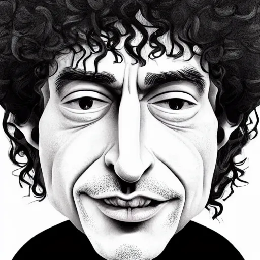 Prompt: a finely detailed funny caricature illustration of bob dylan, artstation, 4k