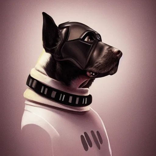 Prompt: cinematic portrait of dog vader, concept art, artstation