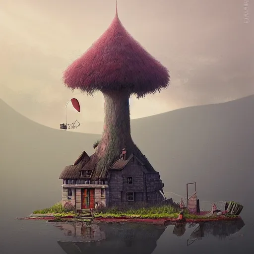 Image similar to an intriguing building in a beautiful landscape by gediminas pranckevicius