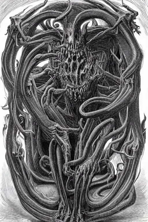 Prompt: portrait of an infernal eldritch demon with snakelike limbs by wayne barlowe and dante gabriel rosetti