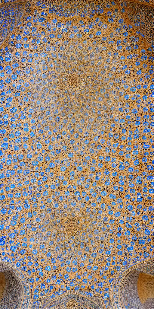 Prompt: closeup photo of iranian honeycomb vaulted mosque ceilings
