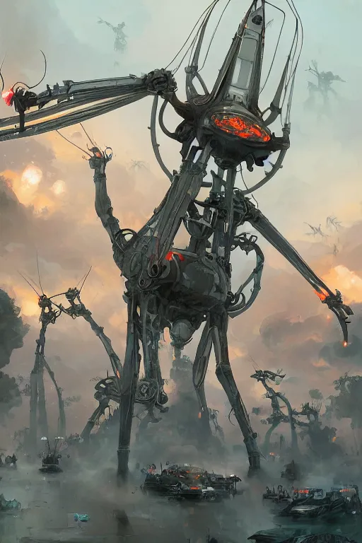 Image similar to war of the worlds 2 0 2 2, tooth wu, dan mumford, beeple, wlop, rossdraws, james jean, marc simonetti, artstation giuseppe dangelico pino and michael garmash and rob rey and greg manchess and huang guangjian and makoto shinkai