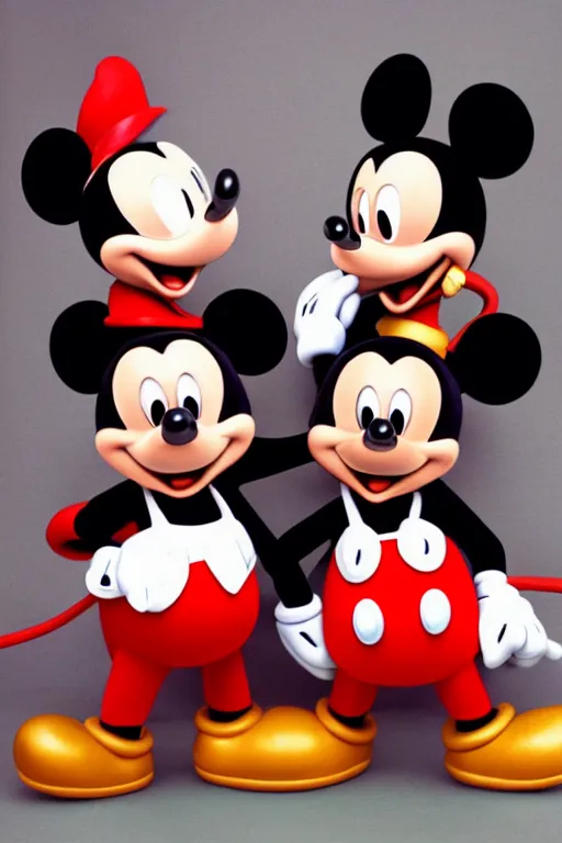 Image similar to Mickey Mouse and Mario from super Mario holding each other‘s hand