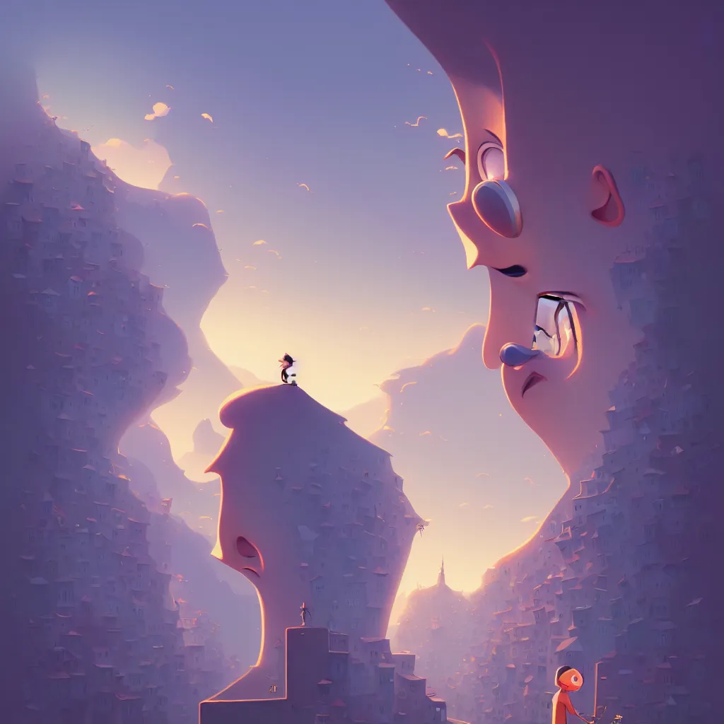 Image similar to cartoon face gediminas pranckevicius from all perspectives by rhads, makoto shinkai and lois van baarle, ilya kuvshinov, rossdraws global illumination