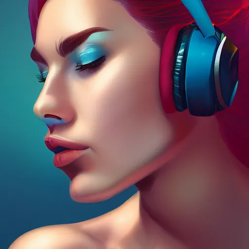 Image similar to a beautiful woman listening to music by marvel comics, digital art, trending on artstation