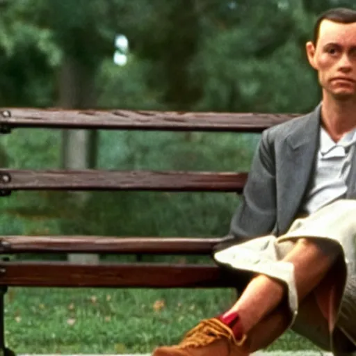 Image similar to forrest gump as half man half robot