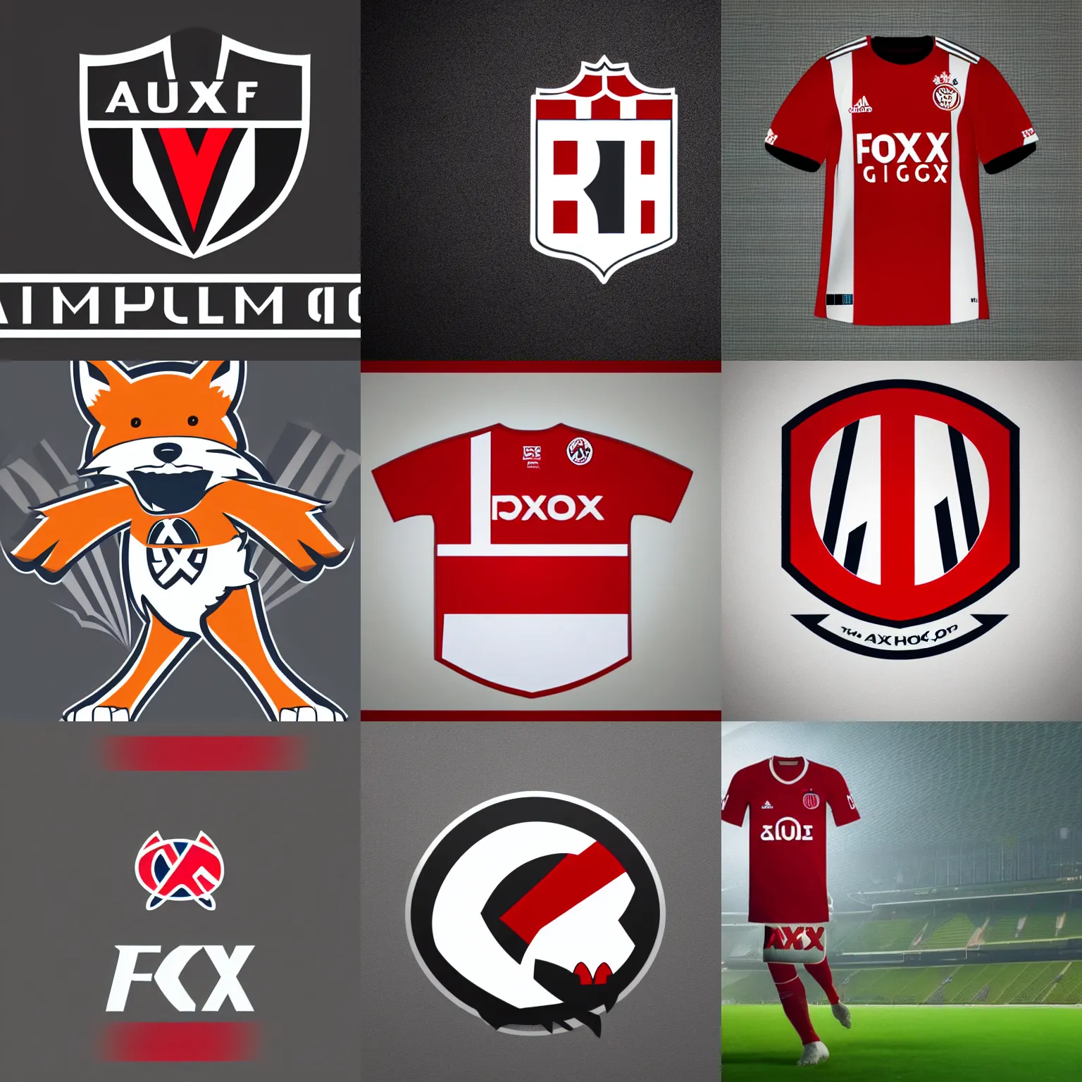 Prompt: simplistic logo fox wearing the afc ajax kit, hd, white background