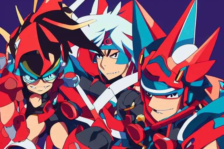 Image similar to gurren lagann, in the style of studio trigger, illustration, epic, hyper detailed, smooth, sharp focus, ray tracing