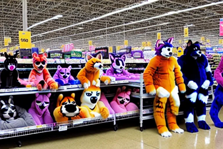 Image similar to photo of fursuits for sale at walmart on black friday