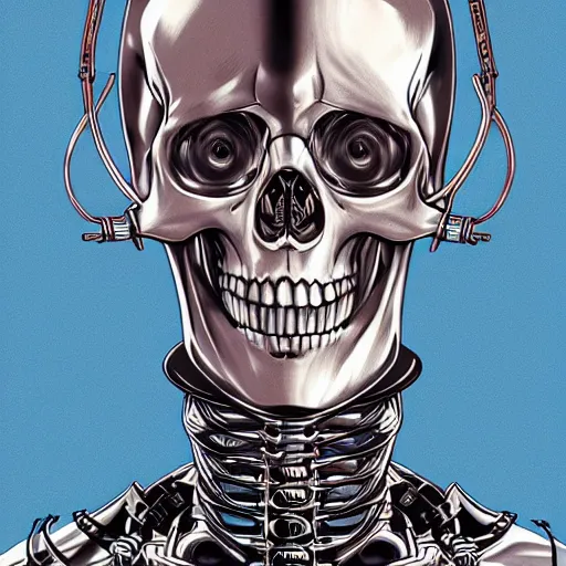 Image similar to anime manga skull portrait young man skeleton, astronaut space, intricate, elegant, highly detailed, digital art, ffffound, art by JC Leyendecker and sachin teng