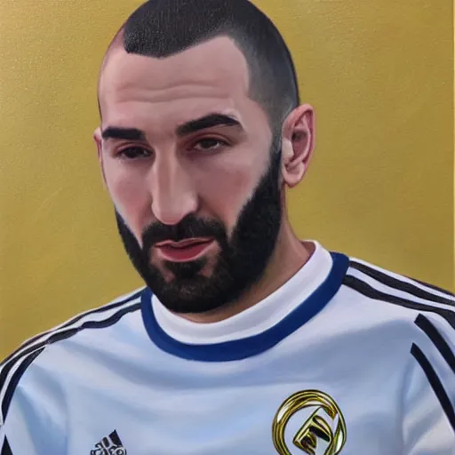 Prompt: Karim benzema, oil painting