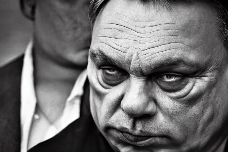 Image similar to overweight viktor orban by peter lindbergh