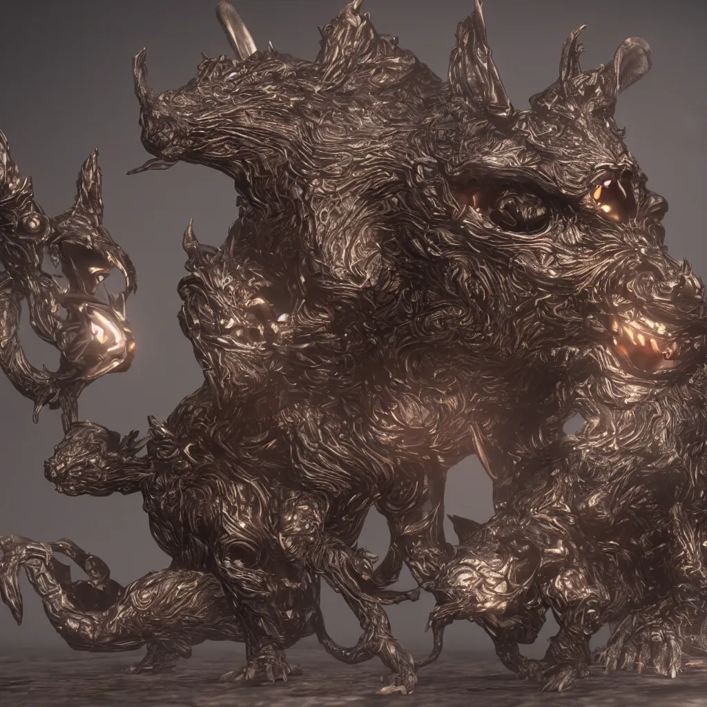 Image similar to 4 k unreal engine render of a rat god with temple ultra details digital art