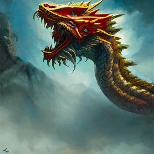 artstation concept of a tiny chinese dragon breathing | Stable ...