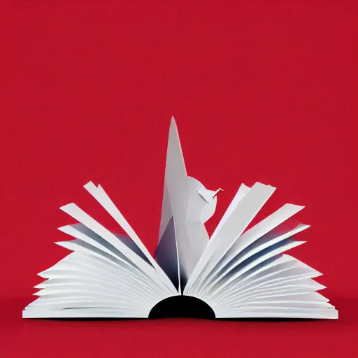 Image similar to low poly, vector, white eagle flying above an open book, icon, red background, cgsociety, artstation, octane render