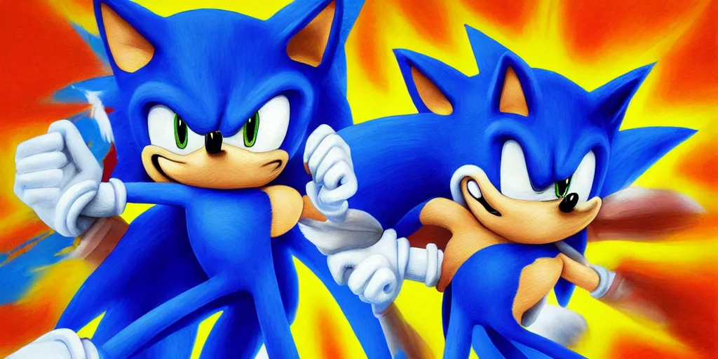 Prompt: Rennaisance Painting of Sonic the Hedgehog
