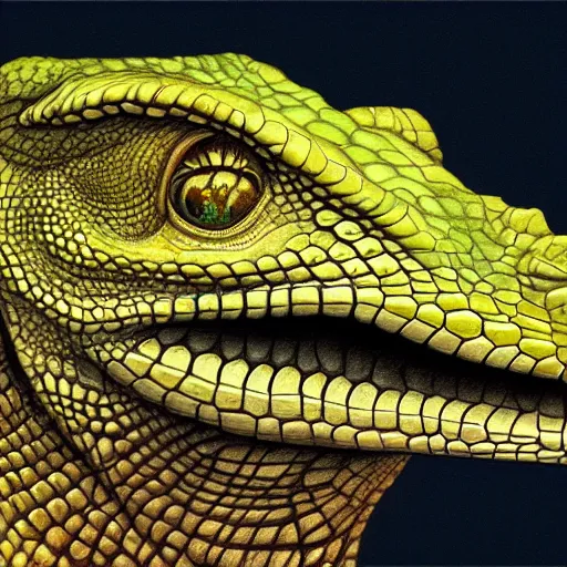 Image similar to portrait of jesus as a reptilian lizard, intricate, elegant, highly detailed, centered, grungy, digital painting, artstation, concept art, smooth, sharp focus, boris vallejo