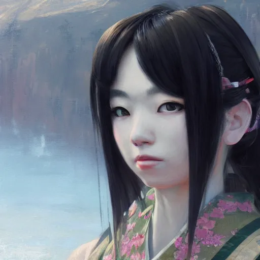 Prompt: portrait painting of Yotsuyu from Final Fantasy XIV, wide angle, zoomed out, by Richard Schmid and Jeremy Lipking