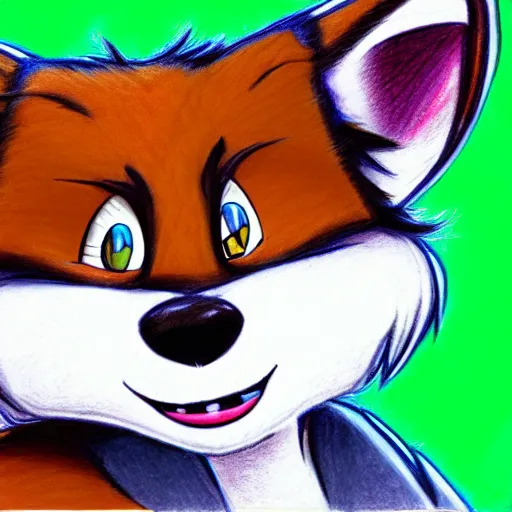 Image similar to colored Pencil drawing of cartoon furry character, highly detailed