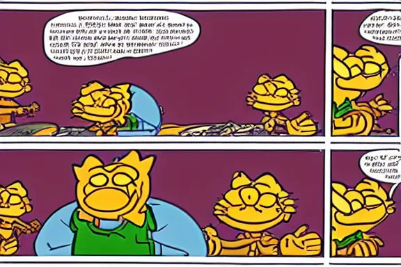 Prompt: a very intricate garfield comic starring garfield, award - winning crisp details