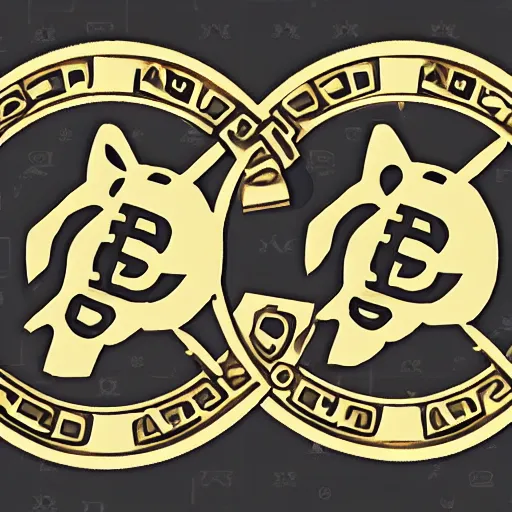 Prompt: double dogecoin crypto logo 2 twins, back to back