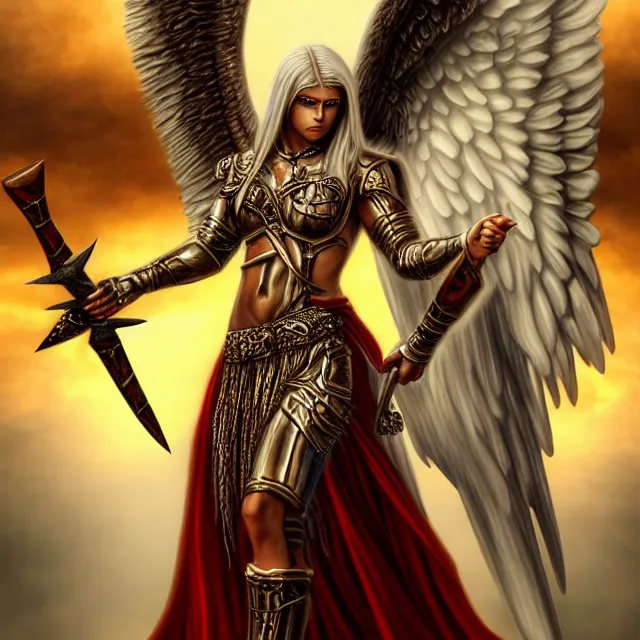 Prompt: beautiful angelic warrior with light powers, highly detailed, 4 k, hdr, smooth, sharp focus, high resolution, award - winning photo, anne stokes, photorealistic