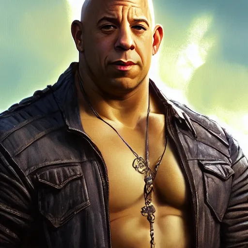 Prompt: Vin Diesel Shakes hands with Shrek, intricate, stunning, highly detailed, digital painting, artstation, concept art, smooth, sharp, focus, illustration, art by artgerm and greg rutkowski and alphonse mucha