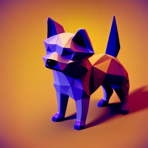 Image similar to Isometric 3D Fantasy Cute Dog, low poly, soft render, handpaint texture, Blender, 3DCoat