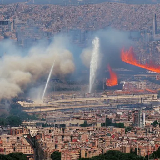 Image similar to Barcelona on fire, press photo